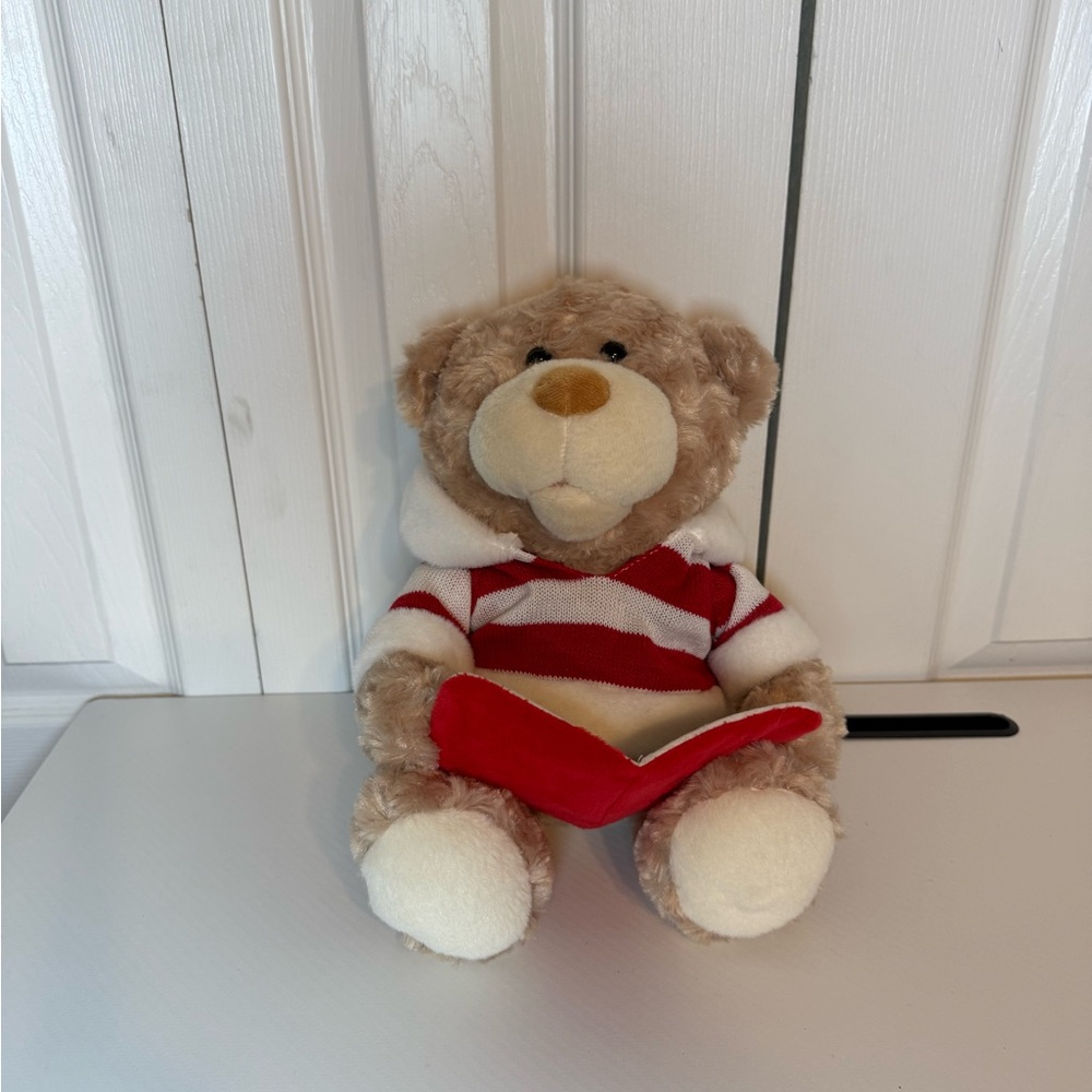 Cracker Barrel Striped‎ Hoodie Teddy Bear for Christmas